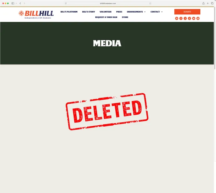 The same page now - the campaign 'Media' page stamped DELETED.